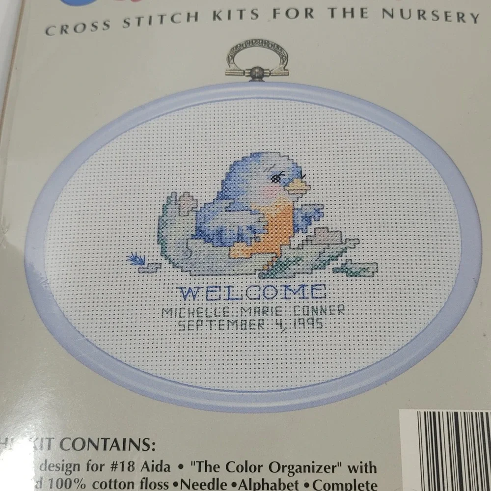 Cuddle Ups Cross Stitch Kit Nursery Blue Bird Birth Announcement JCA #14018 NEW